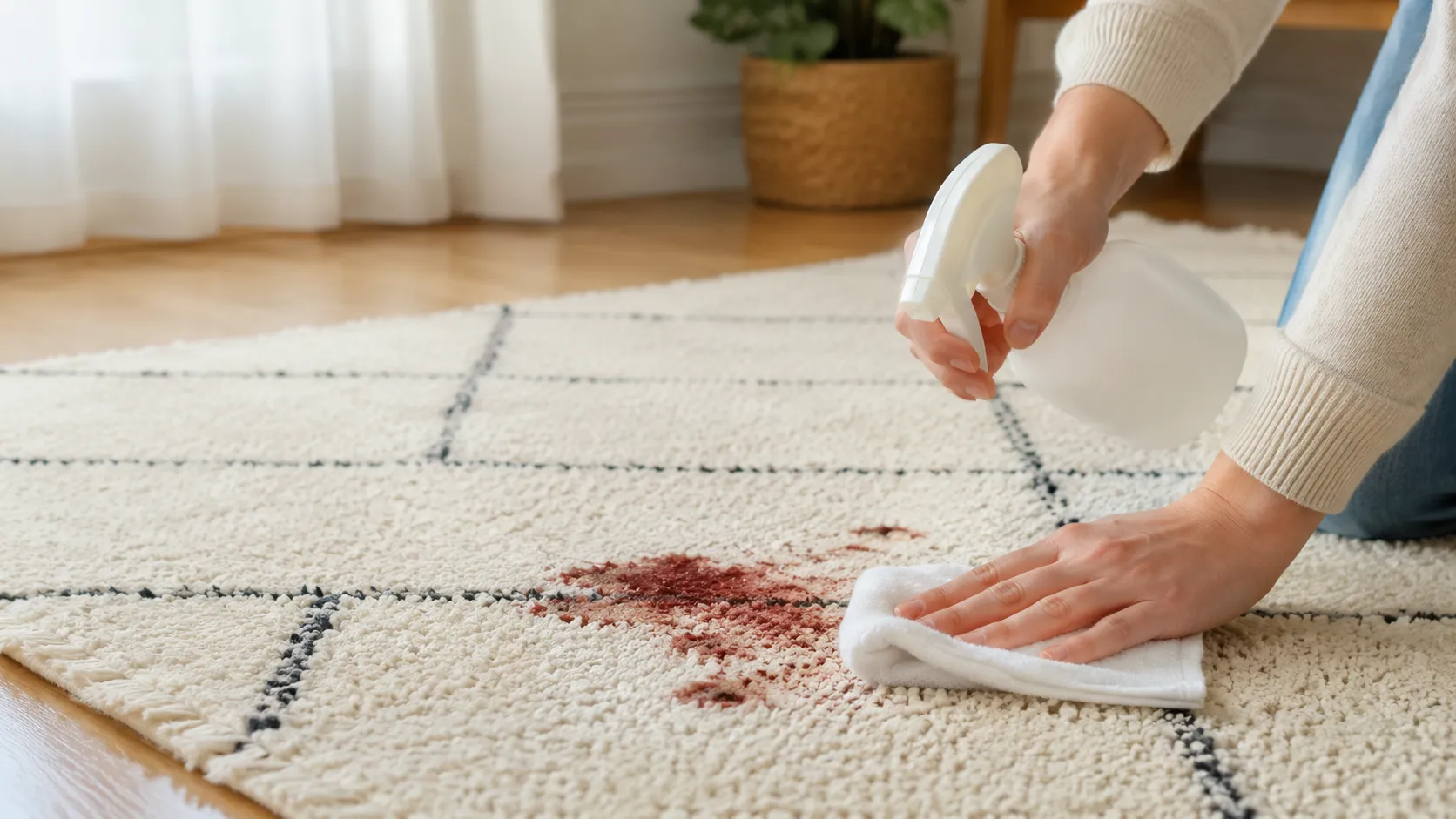 vlekken verwijderen uit vloerkleed