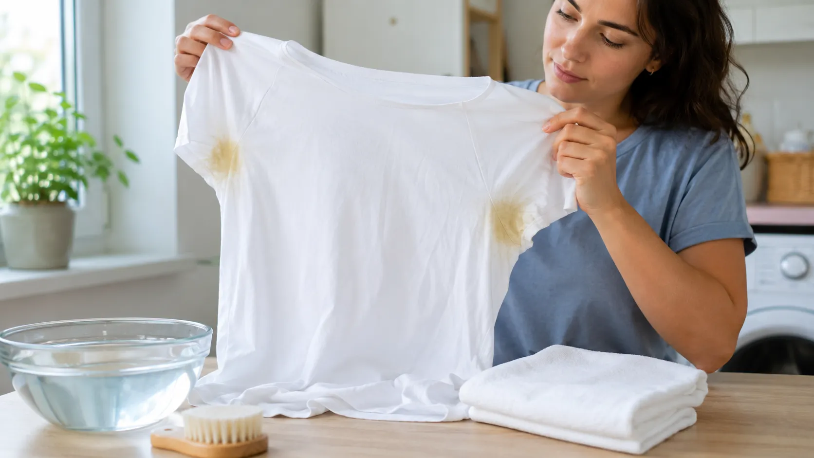 gele okselvlekken witte kleding