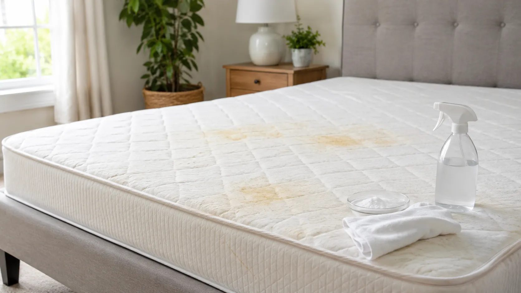 gele vlekken matras verwijderen