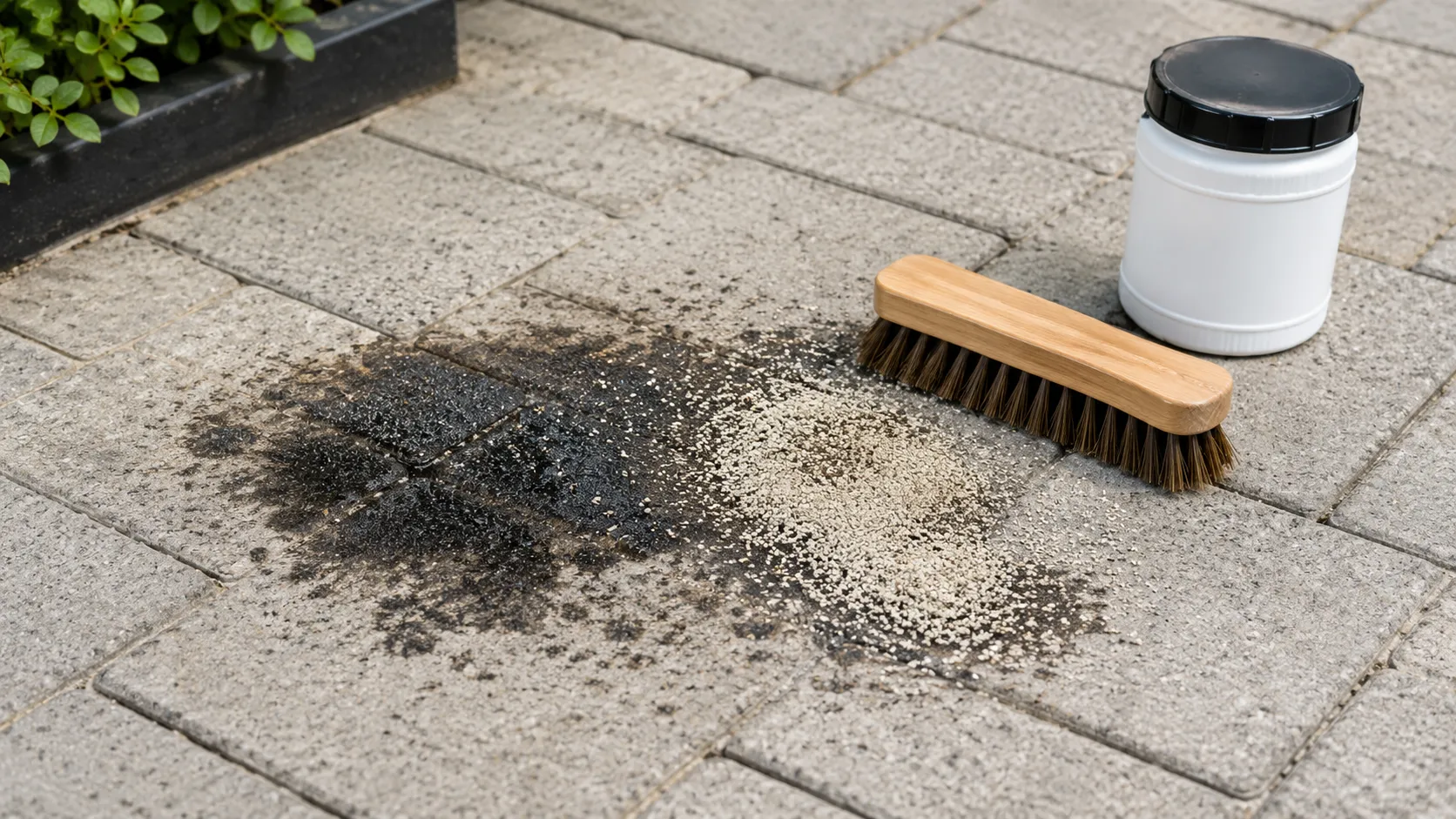 olievlekken betontegels