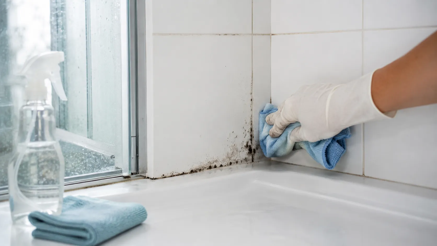 schimmelvlekken verwijderen badkamer