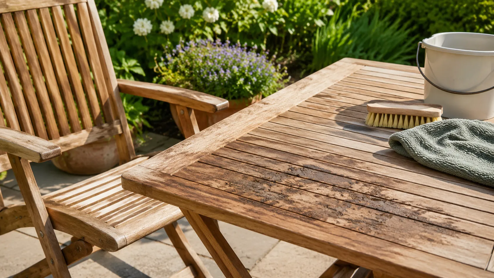 vlekken houten tuinmeubels