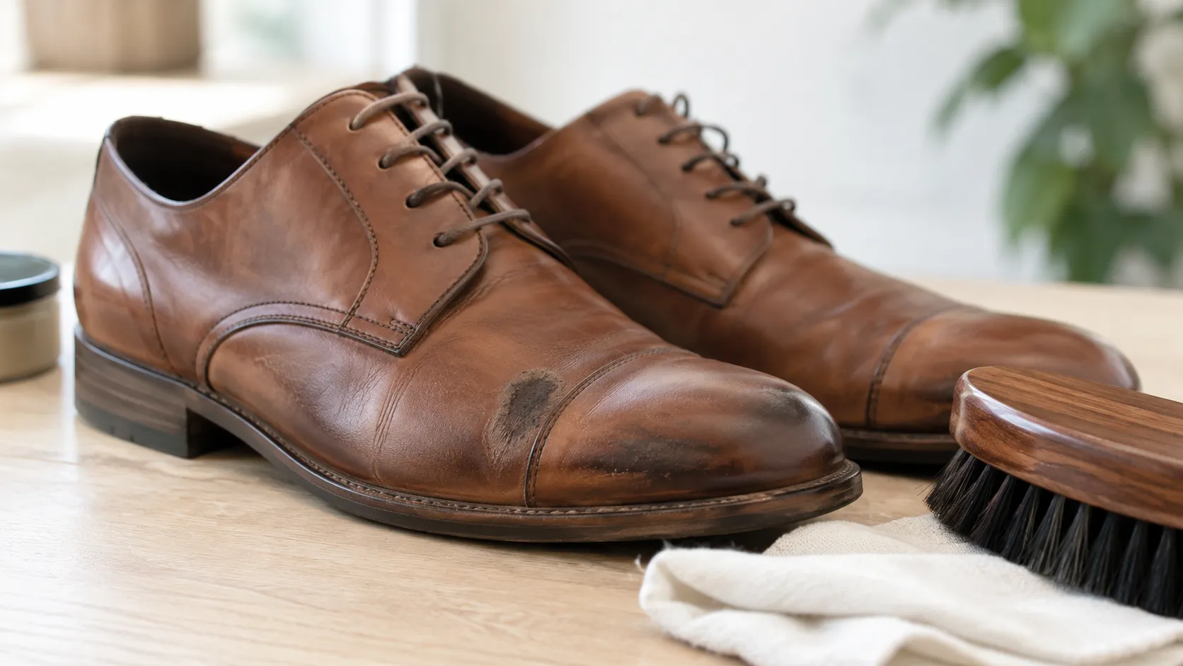 vlekken verwijderen leren schoenen