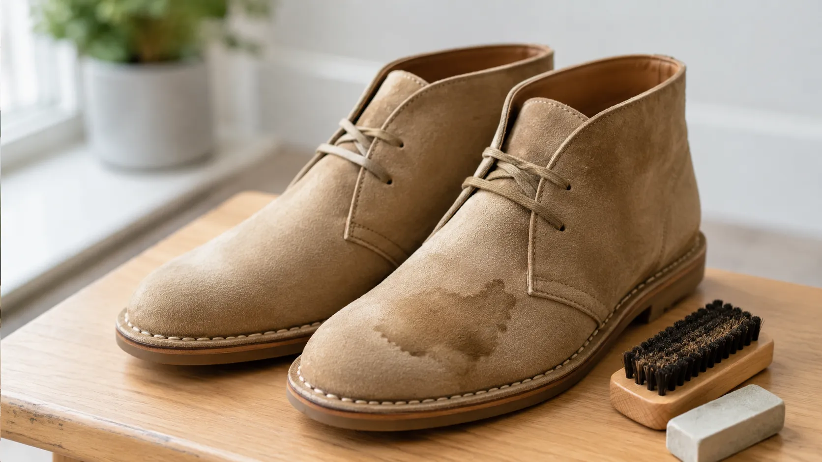 vlekken verwijderen suede schoenen