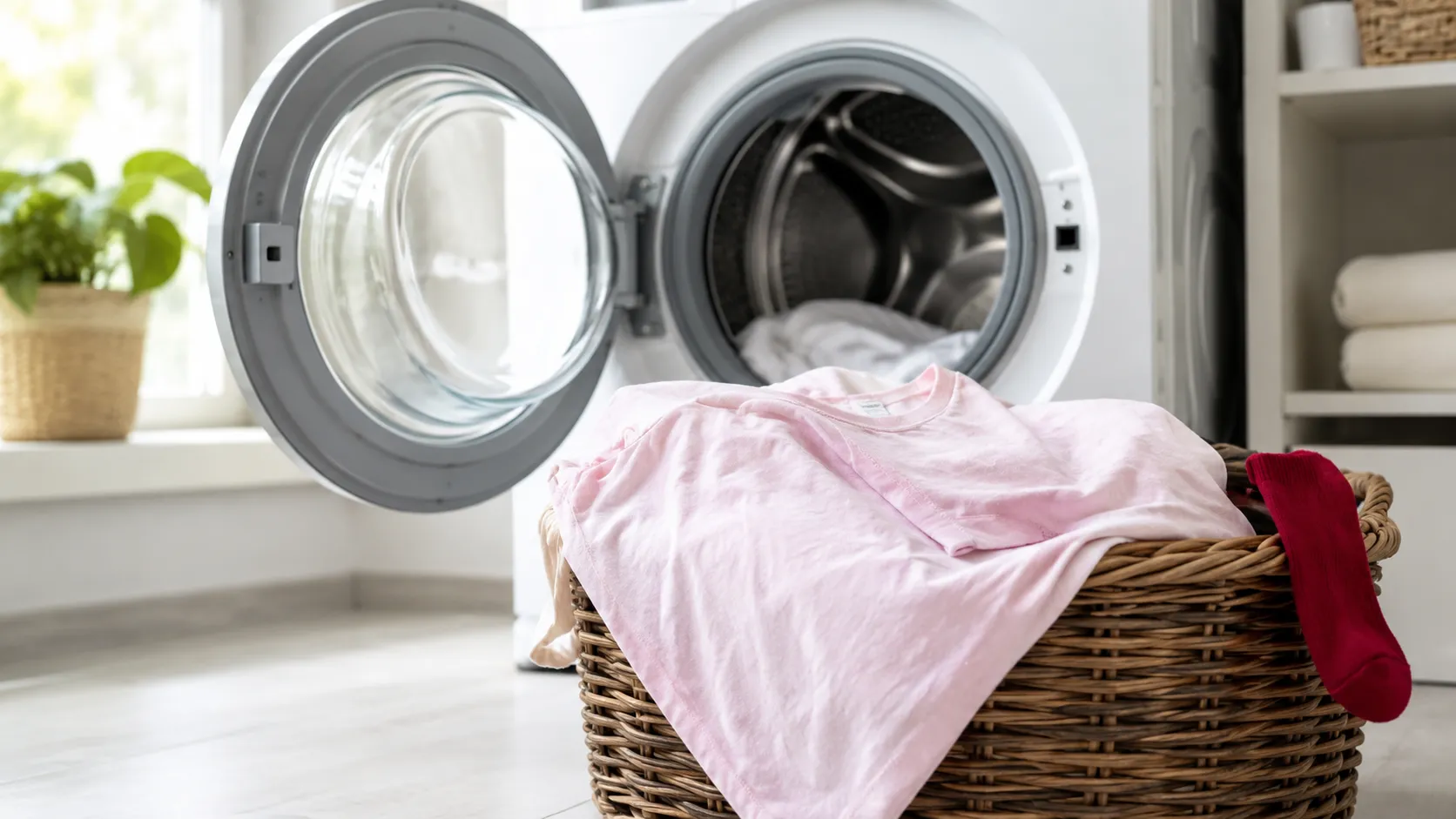 witte kleding roze geworden